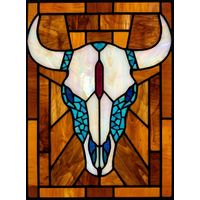 Southwestern Bull Skull in Amber and Turquoise