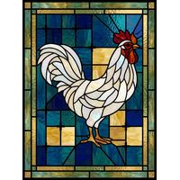 White Rooster on Deep Blue