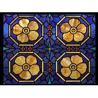 Golden Floral Medallion in Cobalt
