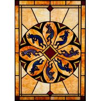 Kokopelli Dance in Amber and Cobalt