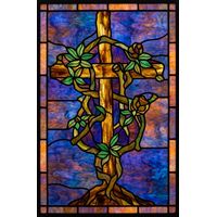 Rustic Cross with Flowering Vines