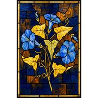 Morning Glory Vines in Cobalt and Gold