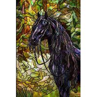 Majestic Friesian Horse in Forest