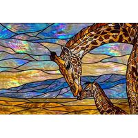 Giraffe Mother and Calf in Sunset Glow