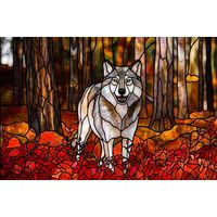 Gray Wolf in Autumn Forest