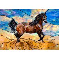 Galloping Arabian Horse in Sunset Desert Hues