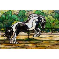 Leaping Piebald Horse