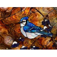 Blue Jay Perched on Berry Branch