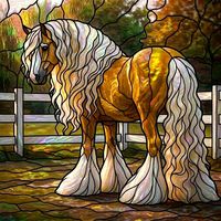 Golden Draft Horse in the Paddock
