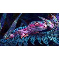 Nebula Gecko Resting on Ferns