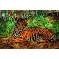 Tiger Resting in Lush Jungle