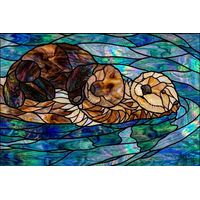 Sea Otter Floating in Luminous Waves