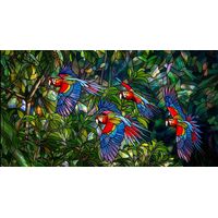 Macaws in Tropical Foliage