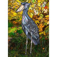Shoebill Stork in Golden Autumn Marsh