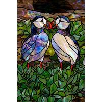 Pair of Puffins in the Grass