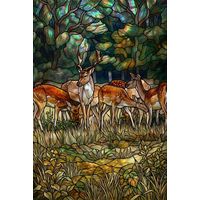 Stag and Deer in Autumn Forest