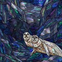 Two Harbor Seals in Deep Blue Waters