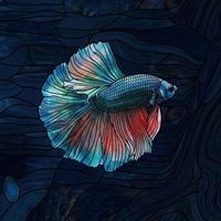 Betta Fish in Deep Blue