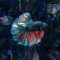 Betta Fish in Iridescent Blue and Crimson