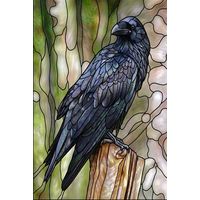 Raven Perched on Post