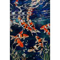 Koi Fish in Deep Azure Waters