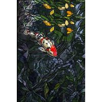 Koi Fish in Lush Garden Pond