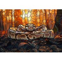 Coiled Snake on Forest Floor
