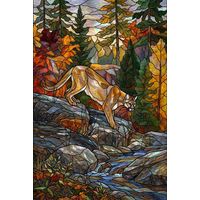 Mountain Lion in Autumn Forest