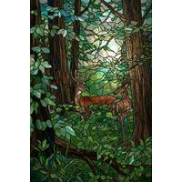 Two Deer in a Sunlit Forest