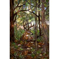 Buck Resting in Autumn Forest