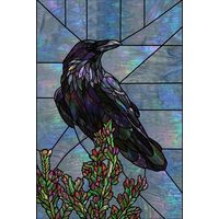 Raven Perched in Iridescent Blooms