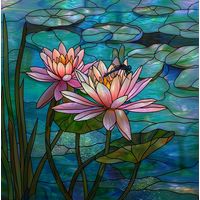 Water Lilies and Dragonfly in Azure Pool