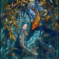 Koi Pair in Deep Azure Pond