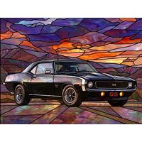 Classic Muscle Car in Sunset Glow