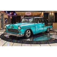 Classic Turquoise Cruiser in Retro Showroom