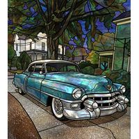 Classic Blue Sedan on a Quiet Street
