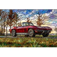 Classic Red Corvette in Autumn
