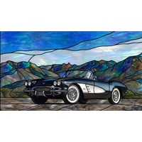 Vintage Corvette in Mountain Landscape
