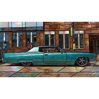 Turquoise Lowrider in the City