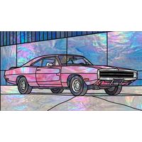 Classic Muscle Car in Iridescent Pink