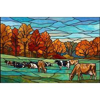 Cattle Grazing in Autumn Pasture