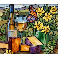 Vineyard Still Life with Butterfly and Daffodils