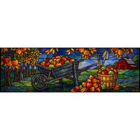 Autumn Orchard Harvest with Red Barn