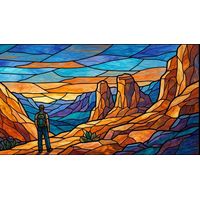 Hiker Admiring the Sunset Canyon