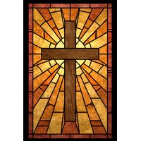 Wooden Cross in Radiant Amber Light