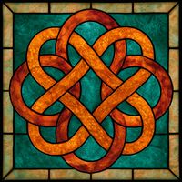 Celtic Knot in Amber and Teal