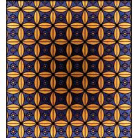 Geometric Floral Tile in Cobalt and Amber