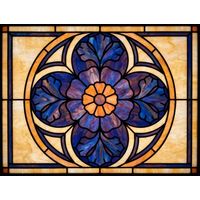 Floral Quatrefoil Medallion in Cobalt and Amber