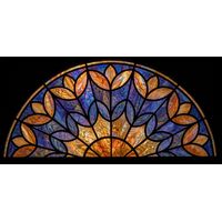 Floral Burst Fan in Cobalt and Amber