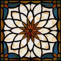 Floral Medallion in Cream, Amber, and Blue